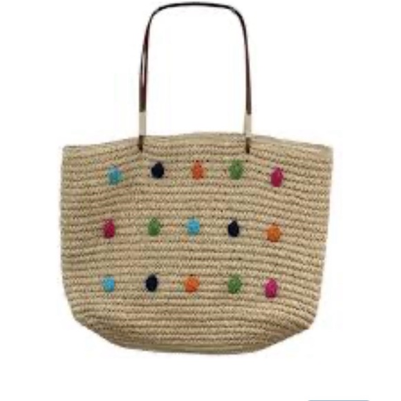 Isaac Mizrahi Handbags - Issac Mizrahi/New York colorful straw tote bag w/matching straw clutch